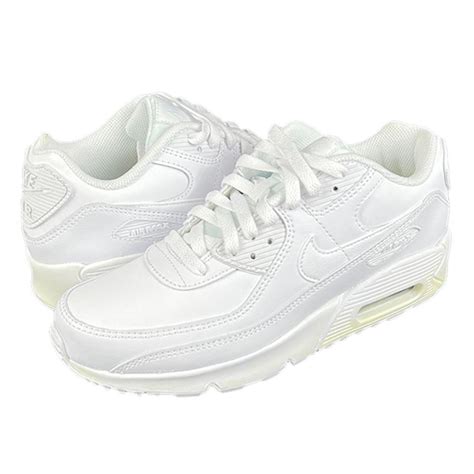 【アウトレット】nike Air Max 90 Ltr Gs ナイキ エア マックス 90 レザー Gs Whitewhitemetallic Silver Cd6864 100