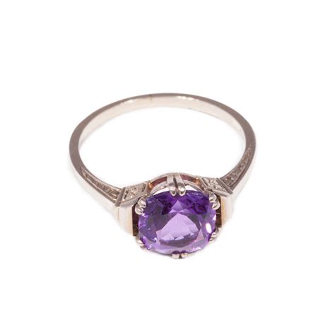 Vintage Amethyst Ring In 14ct White Gold Antique And Vintage Jewellery