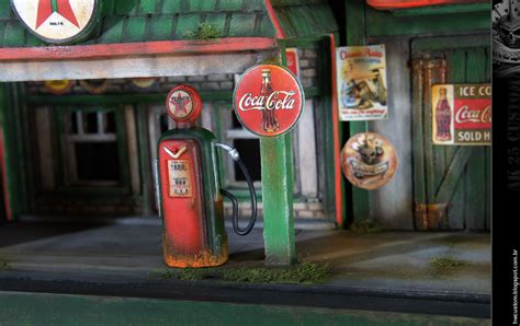 HWCustom Retro Gas Station TEXACO Diorama 1 64