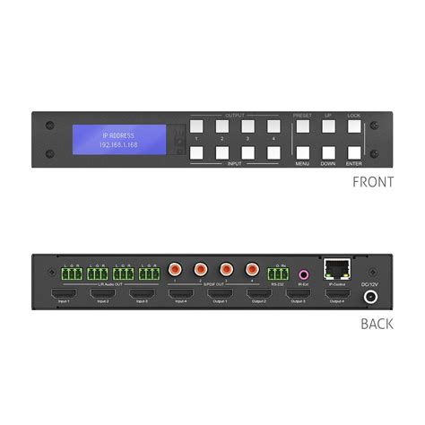 4x4 4K 18Gbps HDMI Matrix With Audio De Embedding PureLink English