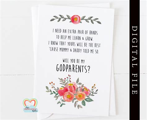 Printable Godparent Proposal Poem