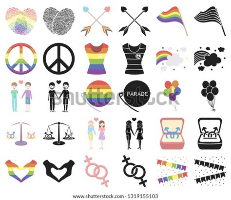 Gay Lesbian Cartoonblack Icons Set Collection Stock Vector Royalty Free Shutterstock