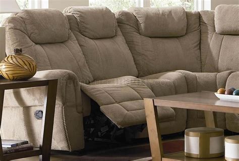 Tan Fabric Modern Motion Sectional Sofa w/Optional Recliner