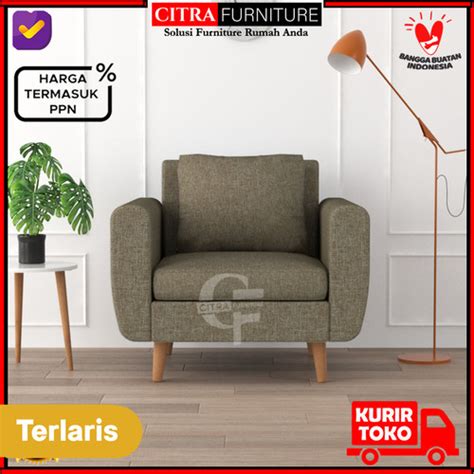 Promo Sofa Minimalis 1 Dudukan Seater Retro Scandinavian Vintage Mocca