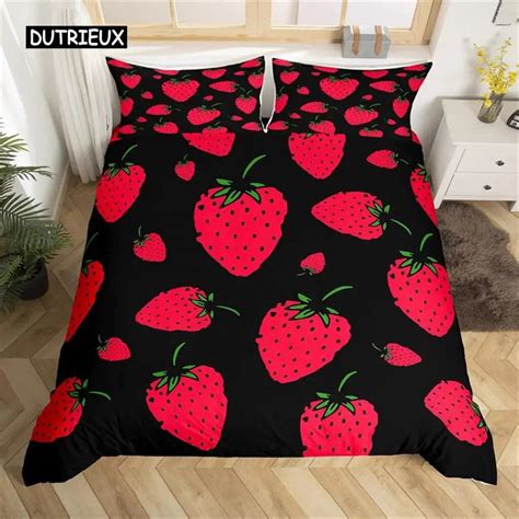 Duvet Cover Lovely Cartoon Strawberry Bedding For Girl Te Set