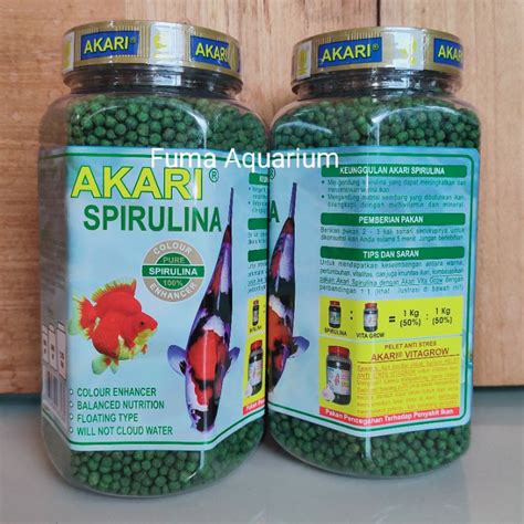 Jual AKARI SPIRULINA 300gr Butir 1mm 2mm Pakan Ikan Koi Goldfish Koki