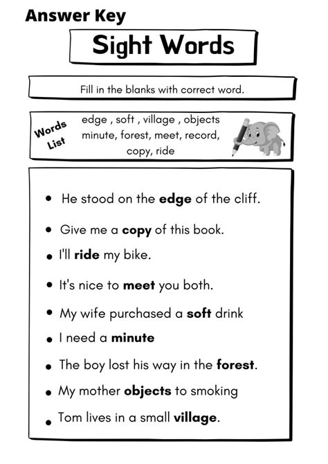 Fill The Blank Sight Words Worksheets Worksheetsgo