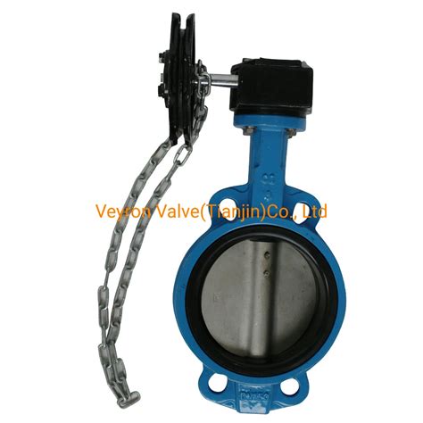 DN 50 Pn10 16 Worm Gear Operated With Chain Wheel Wafer Butterfly Valve