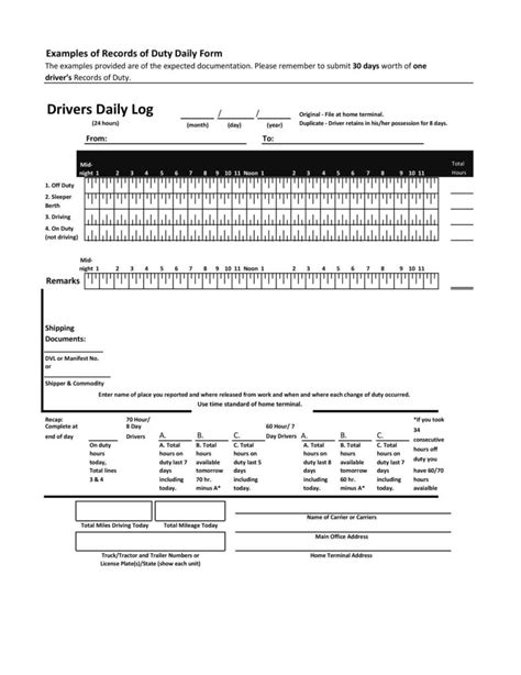 50 Printable Drivers Daily Log Books Templates And Examples