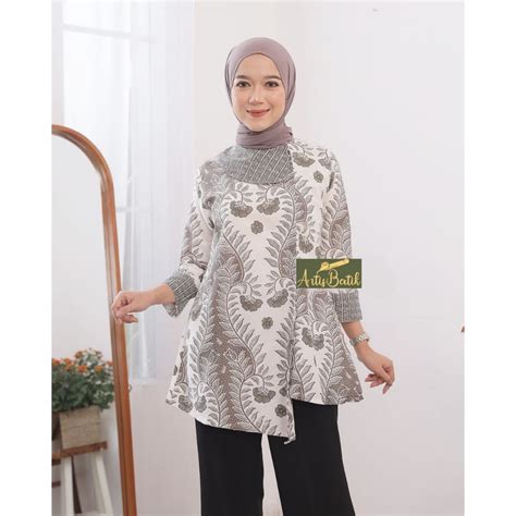 Jual New Blouse Oliv Top Batik Blouse Motif Batik Etnik Keren