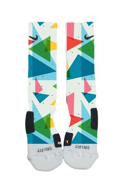 Nike Elite Socks Custom made-90's Geometric Pattern Blue Green White Pink