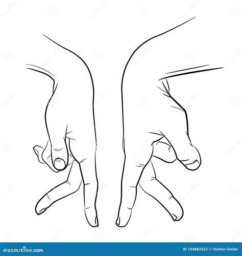 Sketch Touching Hands. Black and White Stock Vector - Illustration of gesture, sign: 144882523