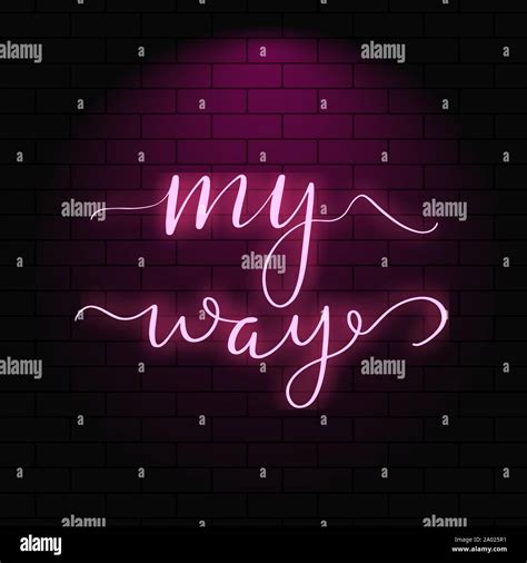 Neon Glowing Lettering On A Brick Wall Background Stock Vector Image