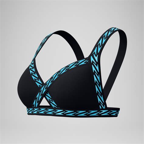 Women S Solid Logo Elastic Cross Front Bikini Top Black Blue Speedo Usa