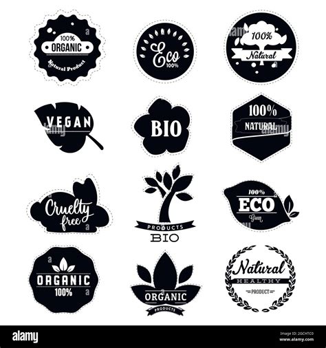 Eco Friendly Badge Label In Black White Organic Natural Product Eco