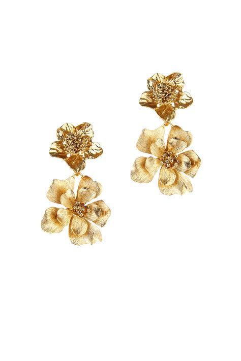 Gold Bold Flower Drop Earrings By Oscar De La Renta For 40 Rent The