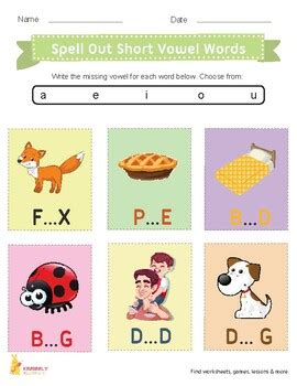 Spell Out Short Vowel Words Worksheet Pritable By Kimberly Klc