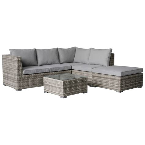 Palermo 4 Piece Wicker Outdoor Modular Corner Lounge Set