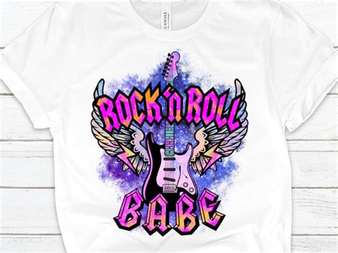 Rock N Roll Babe PNG Rock And Roll Sublimation Design Rock Guitar Music Electric Guitar