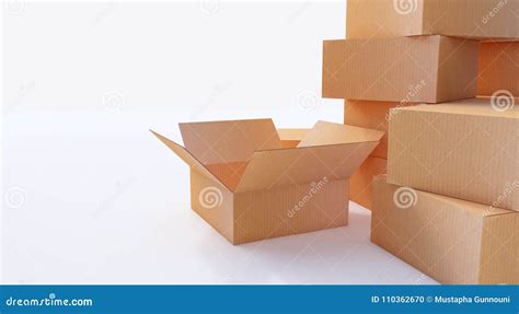 Pile Of Cardboard Boxes Isolated On White Stock Illustration