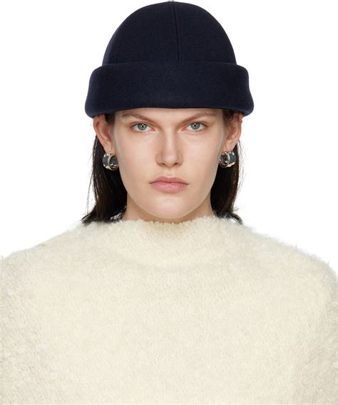 Jil Sander Bonnet Dome Bleu Marine Ssense France