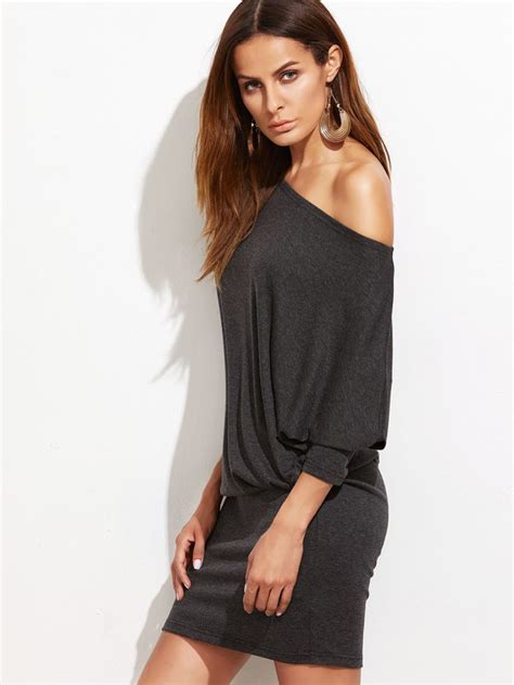 Shein Off Shoulder Dolman Sleeve Blouson Dress Blouson Dress Long