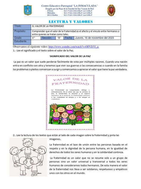Valor De La Fraternidad Para Niños Pdf Relaciones Personales Crianza Y Desarrollo Personal