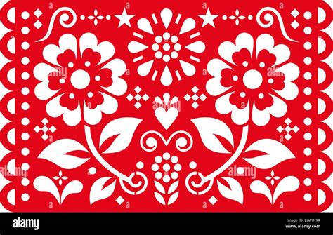 Floral Mexican Papel Picado Vector Design With Floral Pattern Inspired