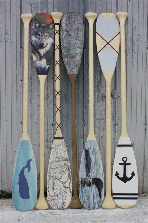 Decorated boat oars Lakehouse Decor, Beach House Decor, Cabin Decor ...