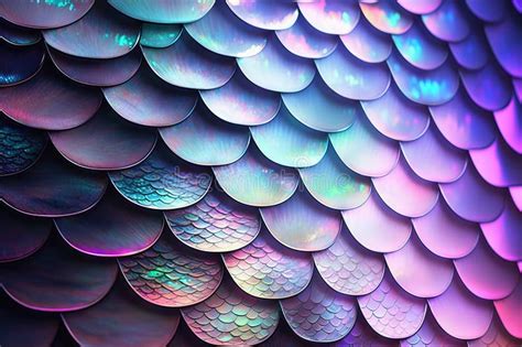 Holographic Mermaid Scales Background Neon Light Trendy Design Ai