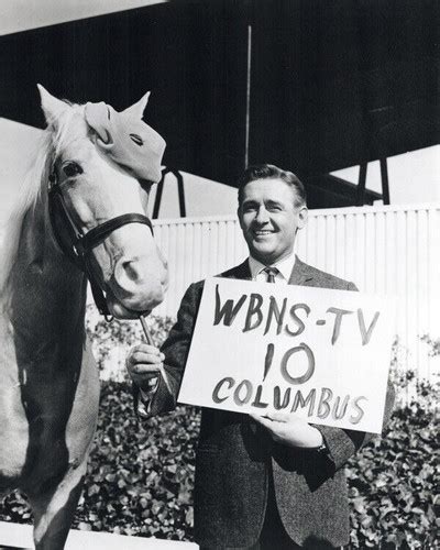 Mr Ed 1960's TV sitcom Alan Young promotes TV station with Mr Ed 8x10 photo - The Movie Store