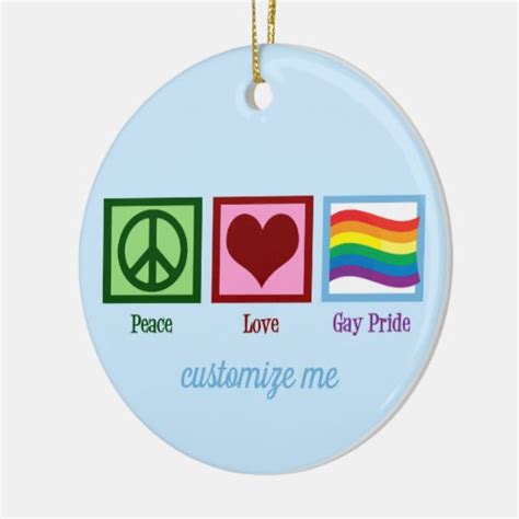 Peace Love Gay Pride Cute Custom Christmas Ceramic Ornament Zazzle