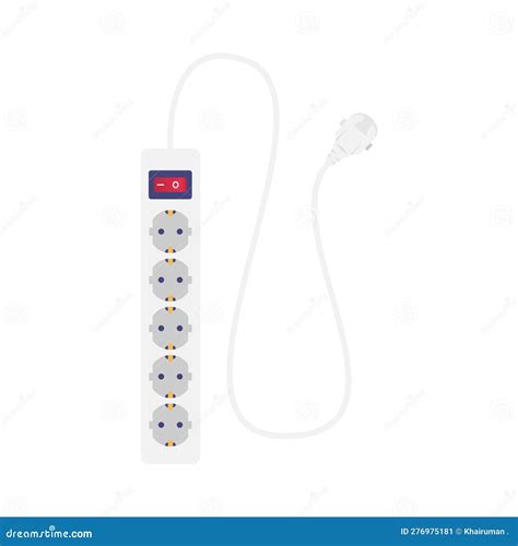 Power Strip Flat Illustration Clean Icon Design Element On Isolated White Background Stock