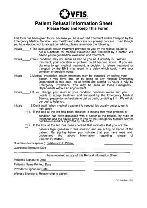 Top 10 Refusal Of Medical Treatment Form Templates Free To Download In Pdf Format