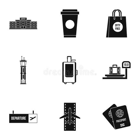 Iconos Fijados Estilo Simple Del Aeropuerto Stock De Ilustraci N