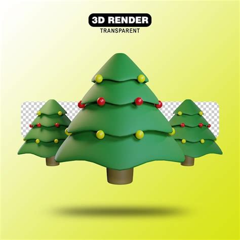 Premium Psd Christmas Tree D Render Yellow Background