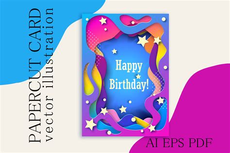 Happy birthday paper art card. Vector illustration for kids. By LoveKay Design | TheHungryJPEG