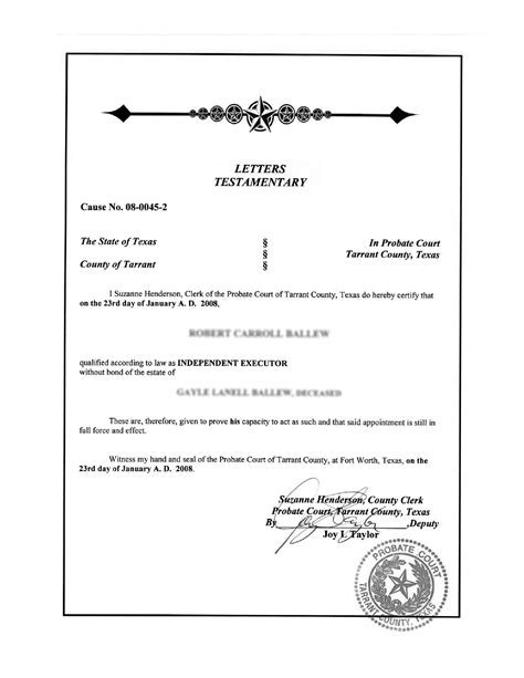 Letter Of Testamentary Forms Docs