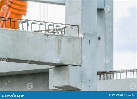 Close Up Picture of Precast Concrete Columns and Beams on Construction ...