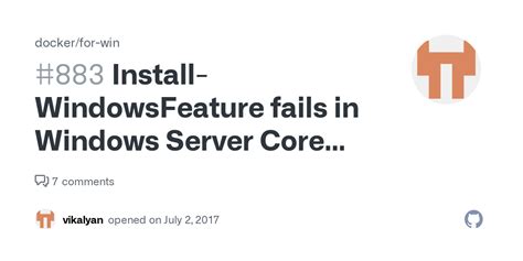 Install WindowsFeature Fails In Windows Server Core Docker Image Build