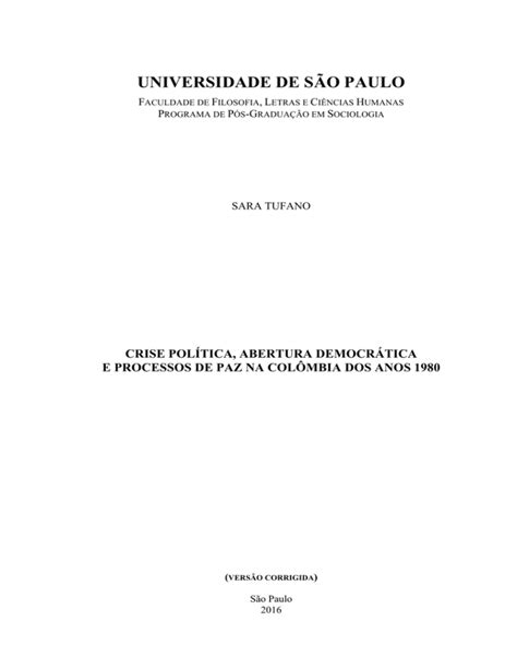 Crise Pol Tica Abertura Democr Tica E Processos De Paz Na