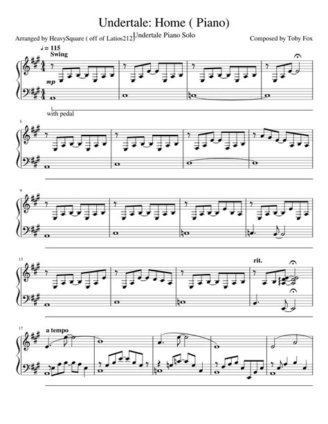 Undertale Home Piano Solo Sheet Music For Piano Download Free In Pdf Or Midi