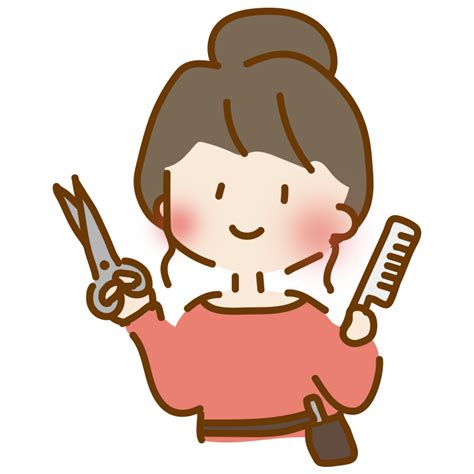 ゆるくて可愛い女性の美容師の無料フリーイラスト かわいい手描きの無料素材「てがきっず」保育園・小学校・介護施設にぴったりのフリー素材イラスト