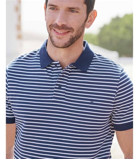 Navywhite Stripe Mens Jersey Polo Shirt Woolovers Us