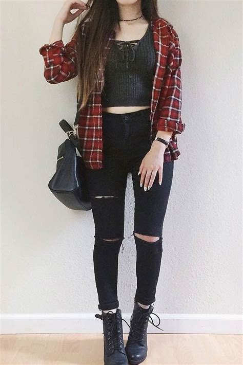 Flannel Fall Outfits How To Wear Flannel Autumn Outfits Fall Flannel Red And Black Flannel