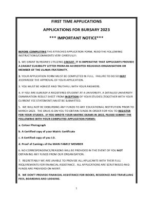 Fillable Online FIRST TIME BURSARY APPLICATION Fax Email Print