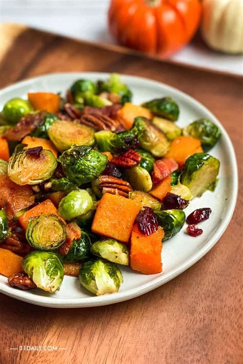 Maple Glazed Roasted Brussels Sprouts And Butternut Squash Recipe