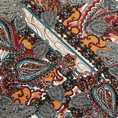 ITY Fabric Paisley Maize 10 1 Print Polyester Lycra Knit Jersey 2 Way