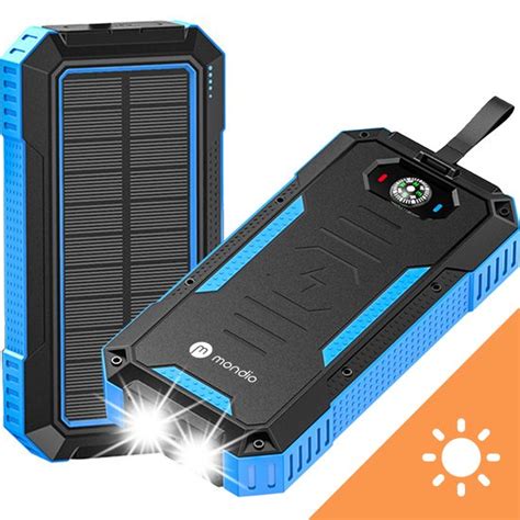 Mondio Powerbank Mah Charger Met Solar En Zaklamp Usb C