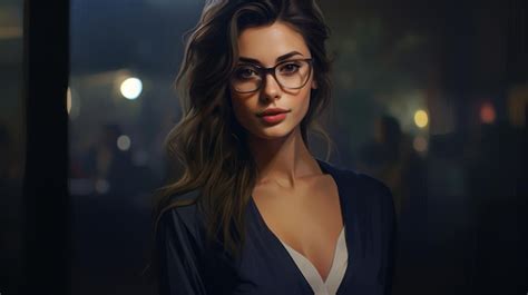 Premium Ai Image A Woman Wearing Glasses And A Blue Shirt